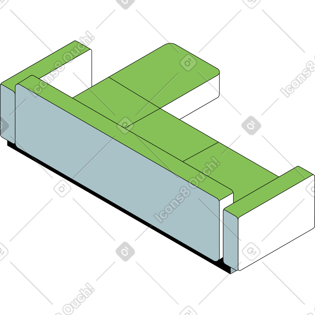 Divano ad angolo illustrazione in stile Isometric scarica in PNG, SVG