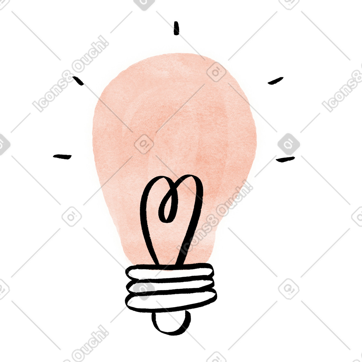 Lightbulb illustration depicting brainstorming ideas and solutions in PNG SVG clipart