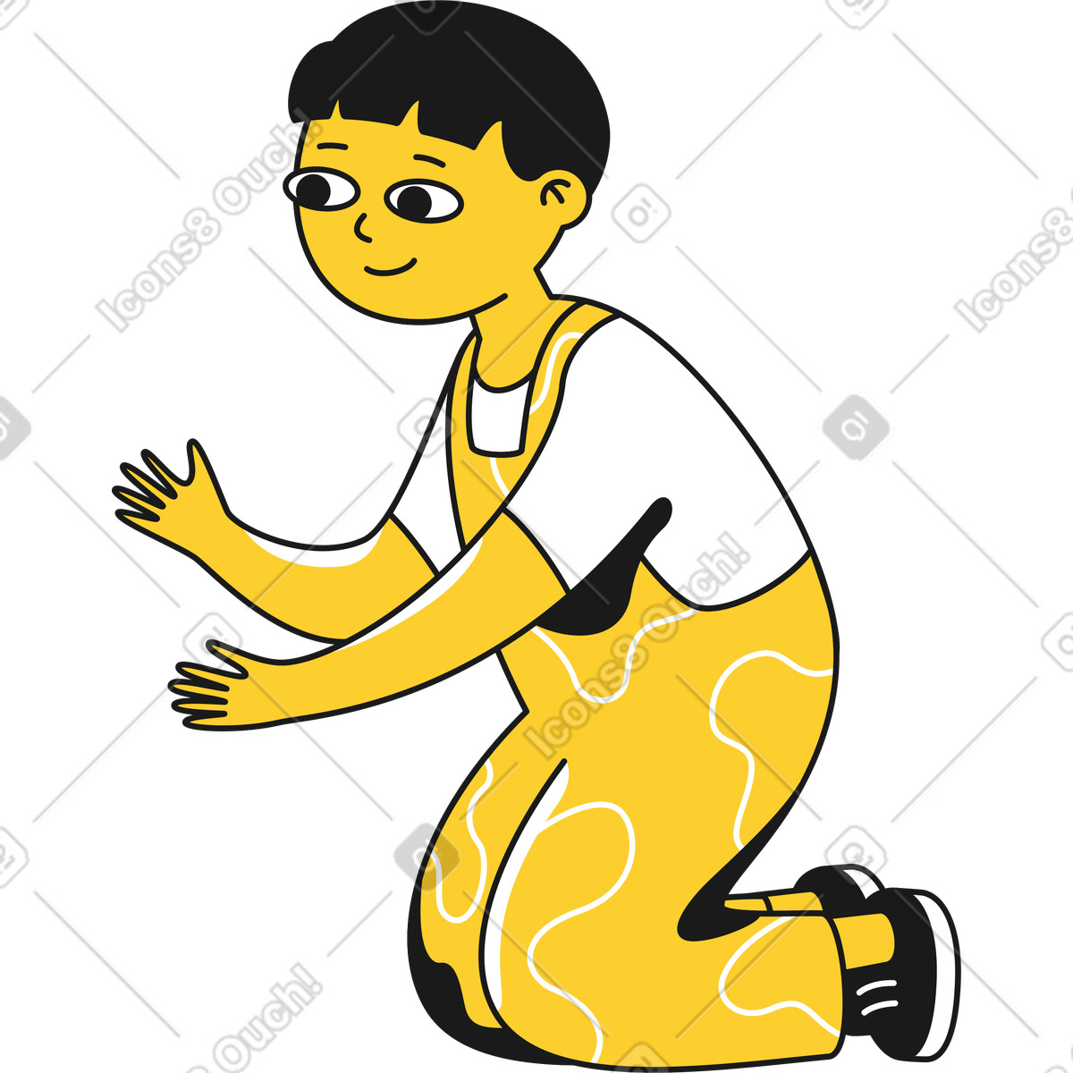 Taxi 스타일의 무릎을 꿇는 아이 일러스트레이션 PNG, SVG 다운로드