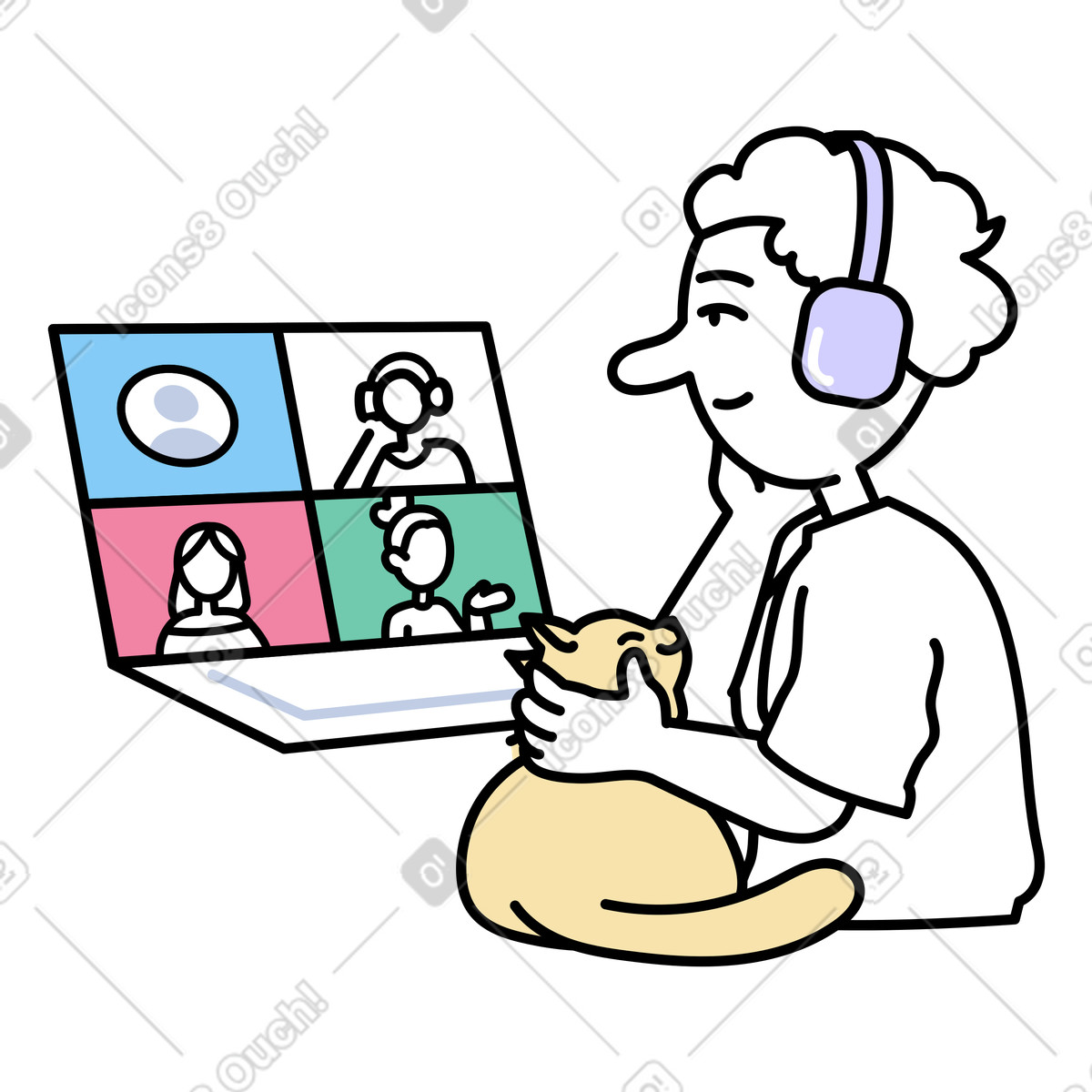 Ilustración Hombre en una conferencia línea estilo Notes a descargar PNG y SVG
