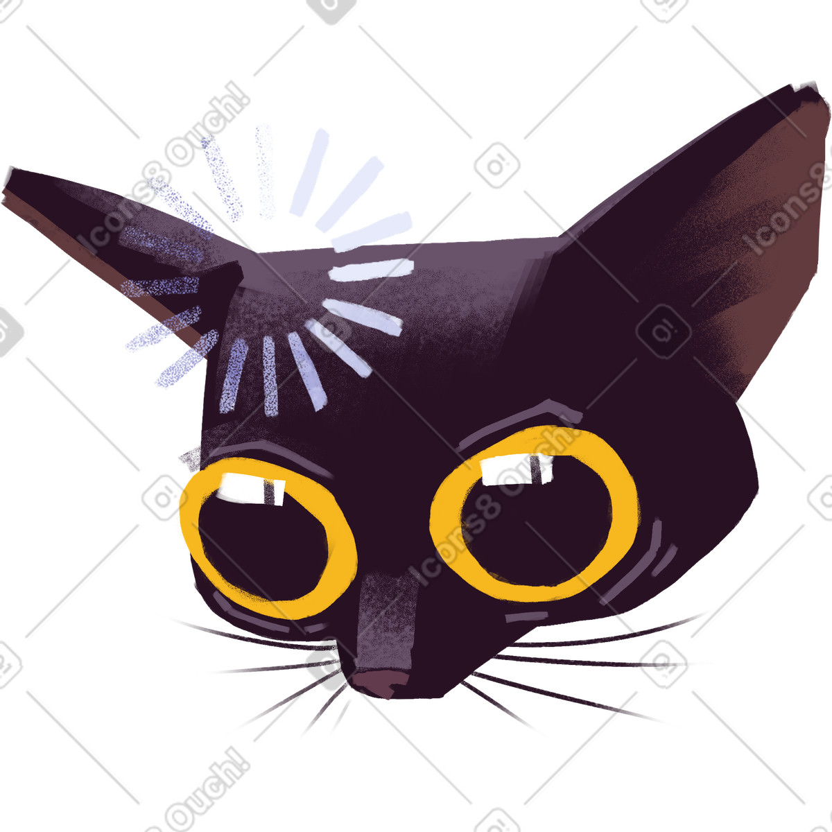 Thoughtful cat illustration animal clipart image available in PNG