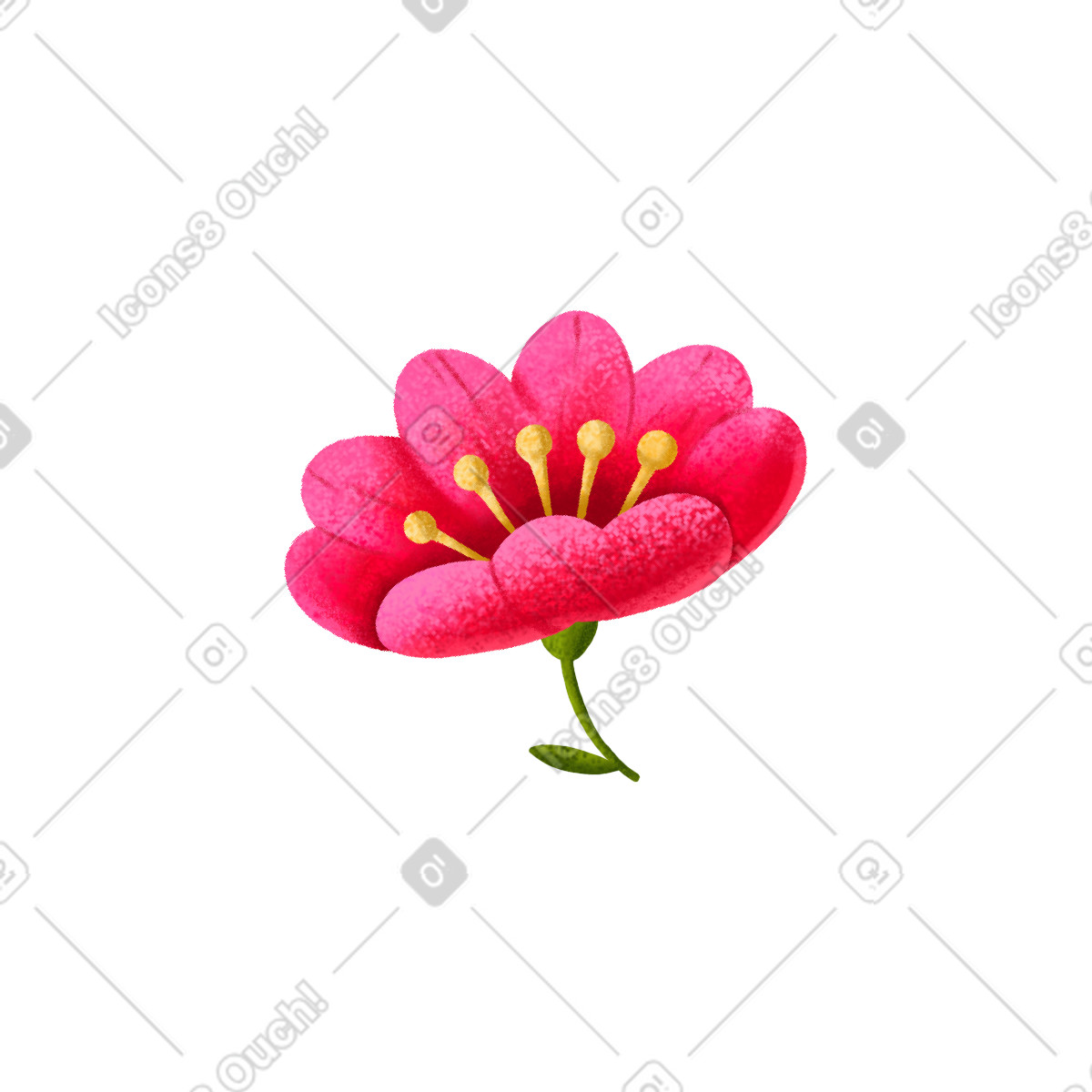 Red open flower on a short stalk illustrazione in stile Lettering scarica in PNG, SVG