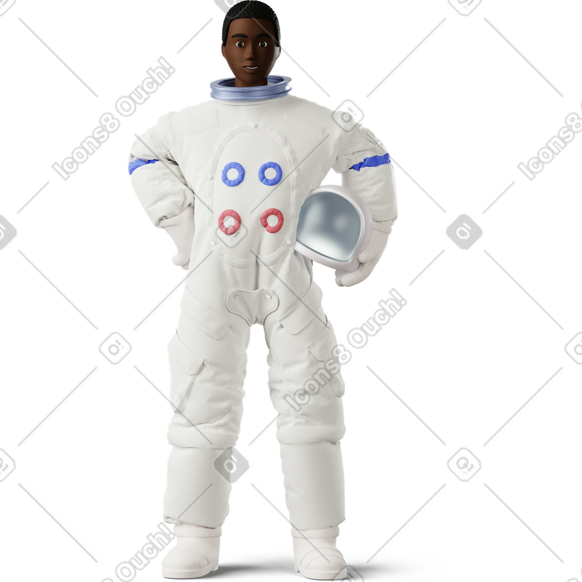 Illustration Female astronaut standing with helment in hand dans le style 3D Business à télécharger aux formats PNG, SVG