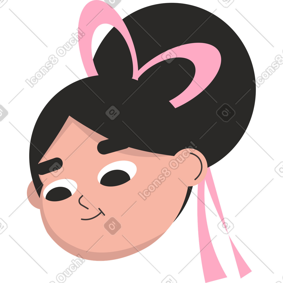 Ilustración Mujer cabeza con cinta rosa en el pelo estilo Dizzy a descargar PNG y SVG