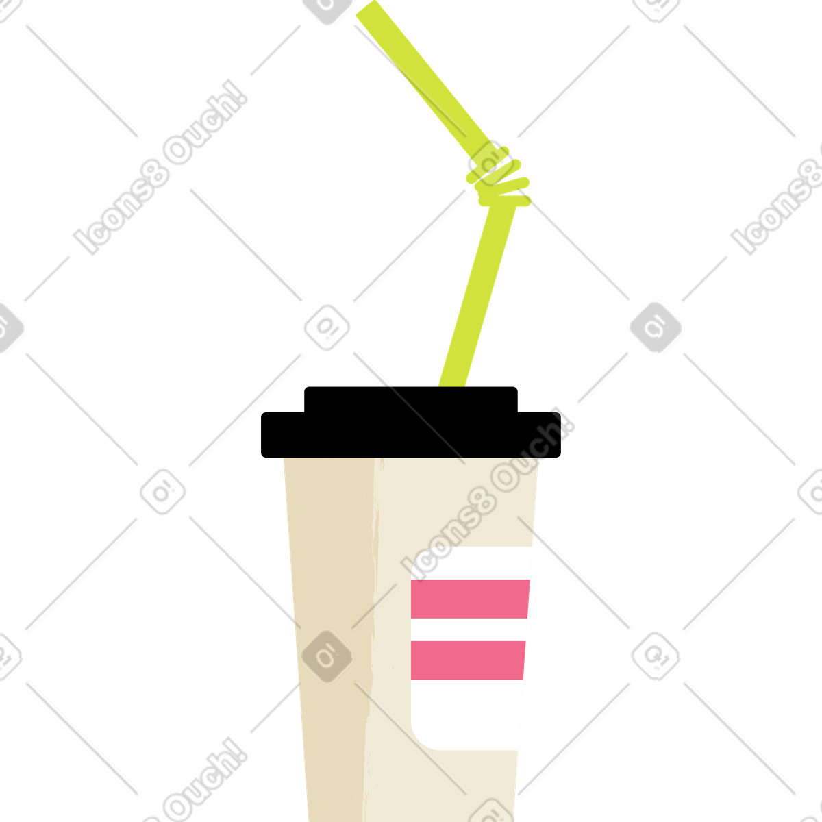 Ilustração de Copo papel com palha em no estilo Juicy para baixar em PNG, SVG