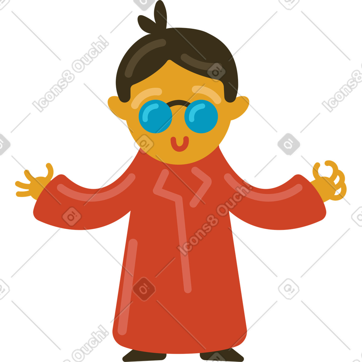 Ilustración Estudiante mago en estilo Arabica a descargar en PNG y SVG