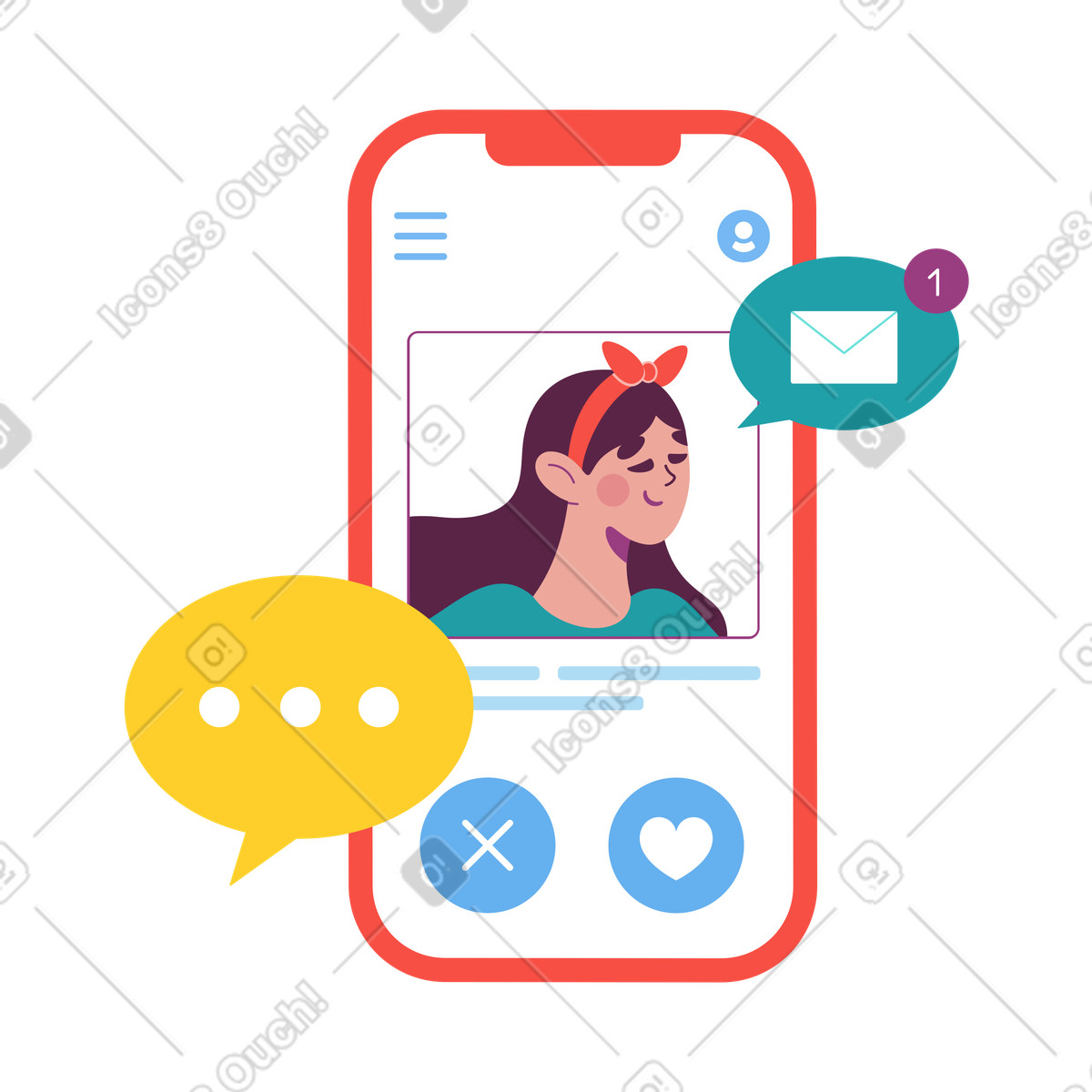 Dating-app-Illustration in PNG, SVG