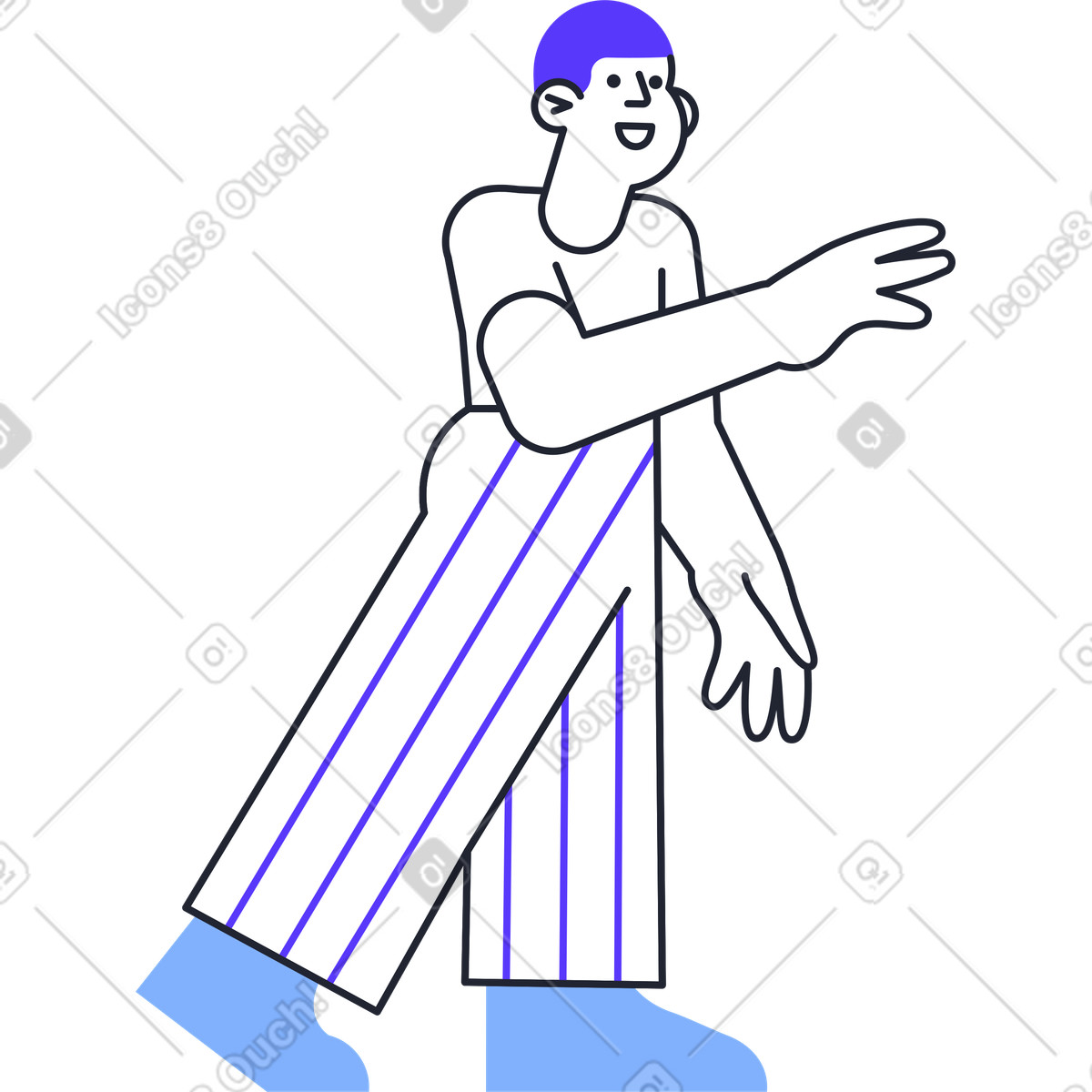 Pablita 스타일의 Man in pyjamas 일러스트레이션 PNG, SVG 다운로드