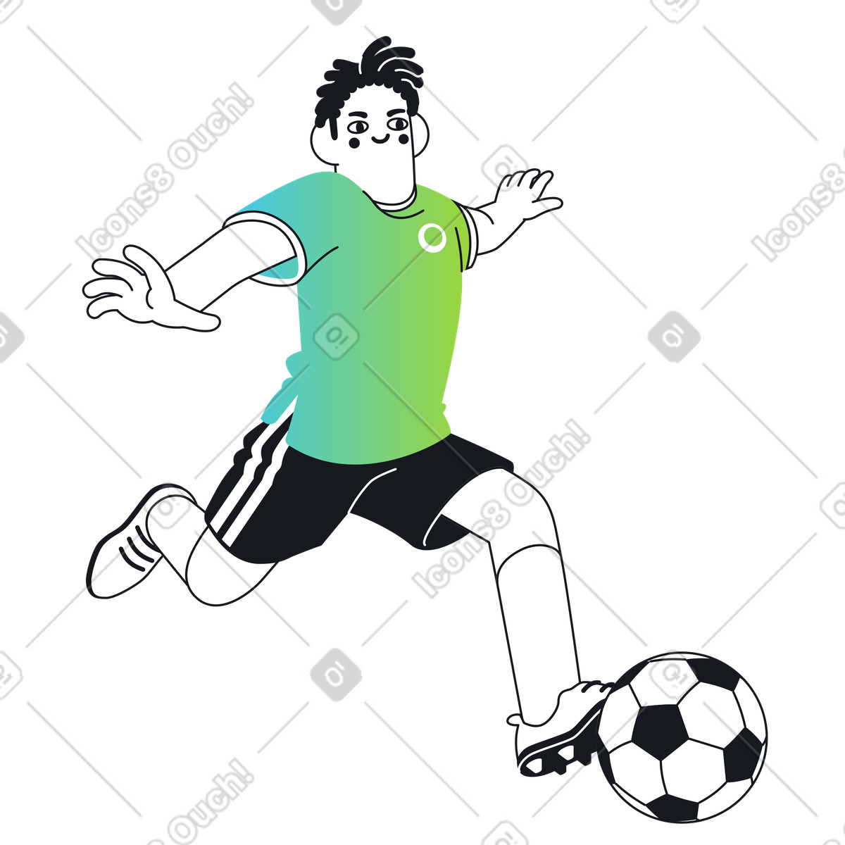 Soccer player ready to kick a ball illustration in Breeze style download in PNG, SVG