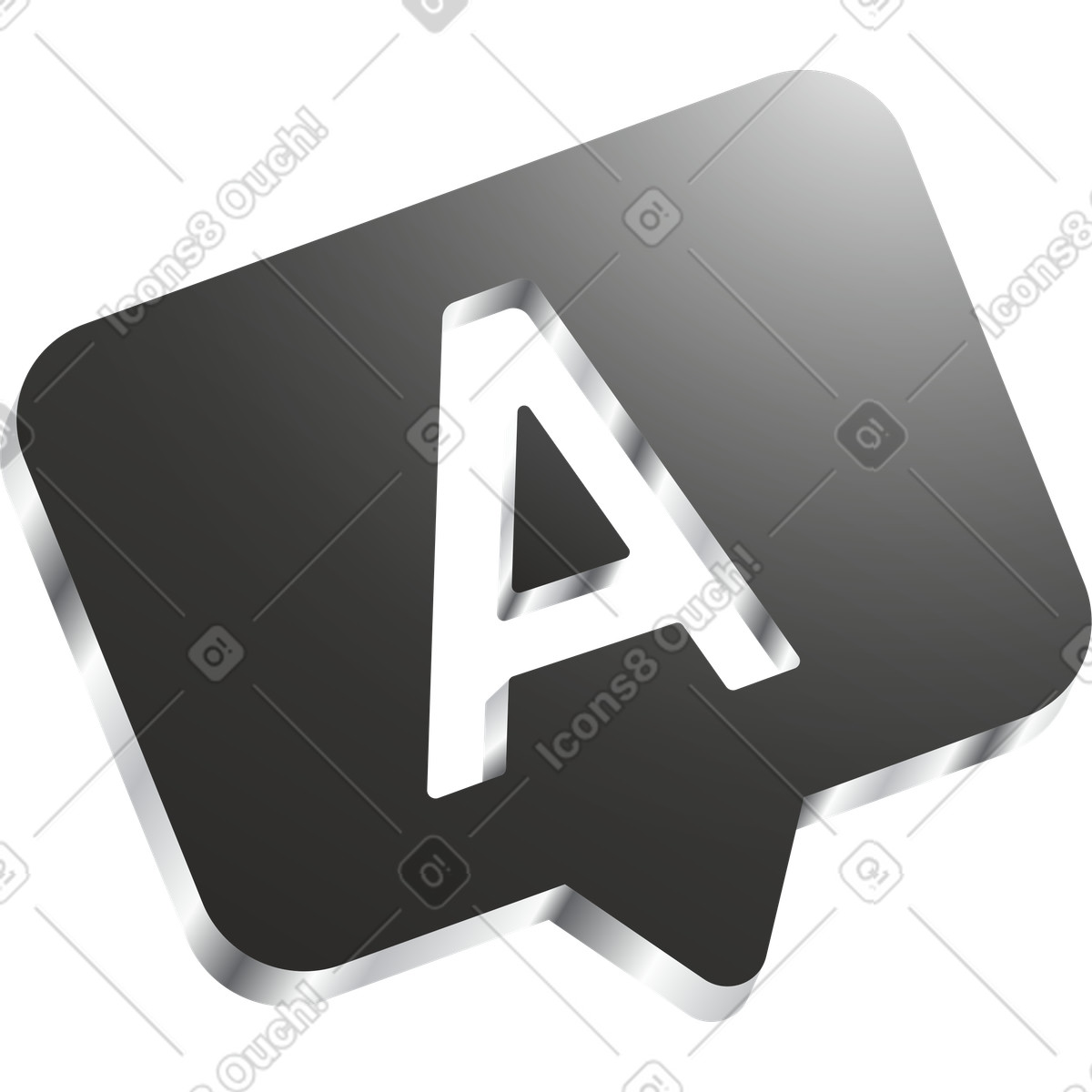 Иллюстрация Metallic message bubble with capital letter A в стиле Token — скачать в форматах PNG, SVG