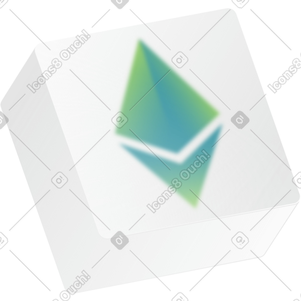 Illustration Cube icône ethereum dans le style Morphis à télécharger aux formats PNG, SVG