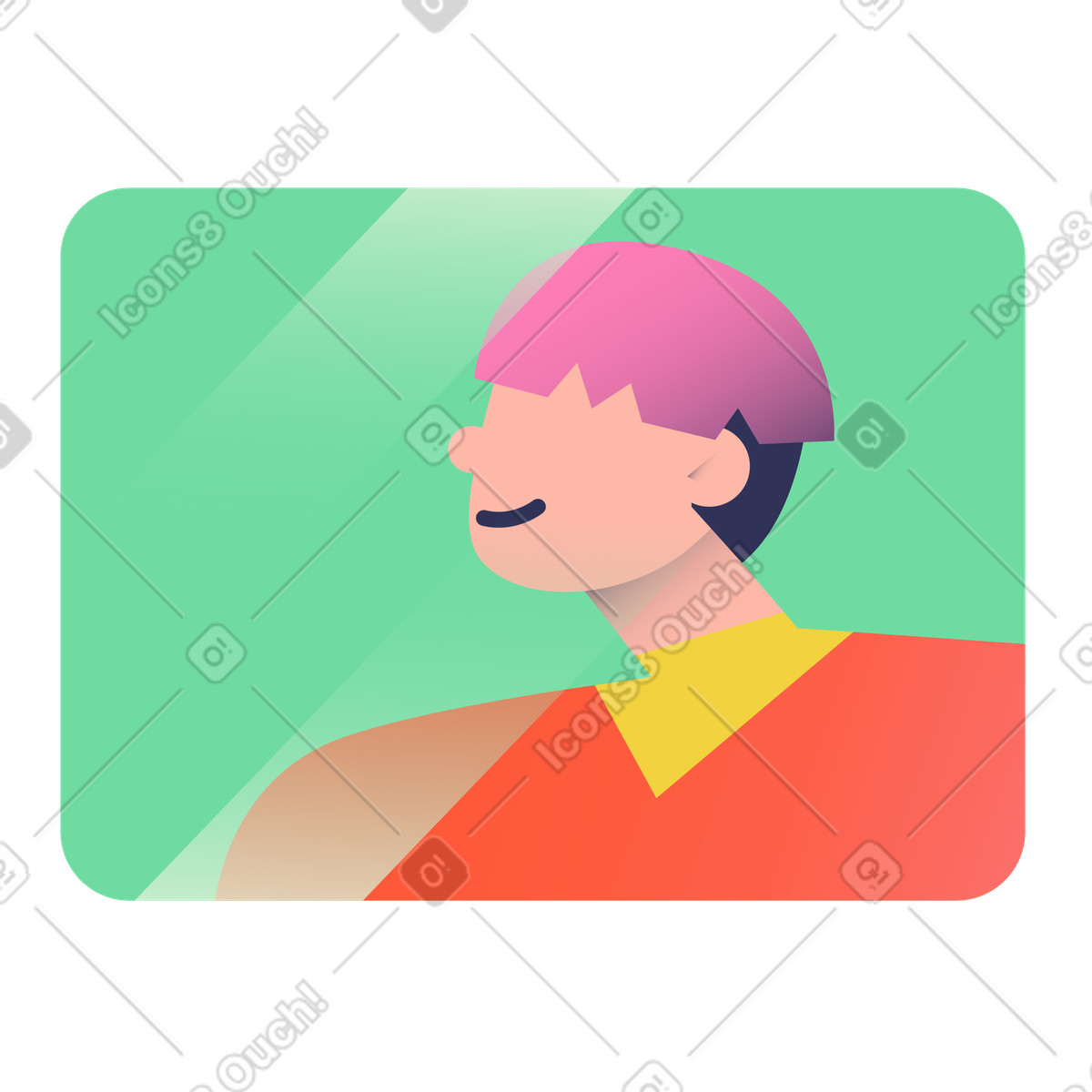 Man nods his head and speaks animated illustration in Beam style download in GIF, Lottie (JSON), AE