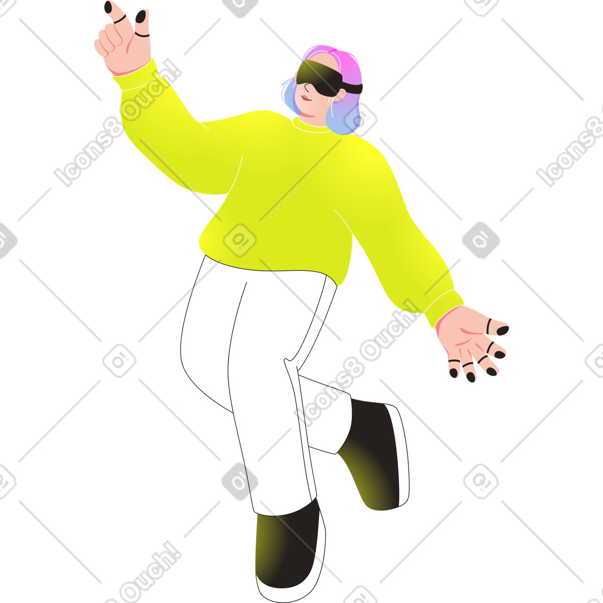 Donna con visore vr illustrazione in stile Like scarica in PNG, SVG