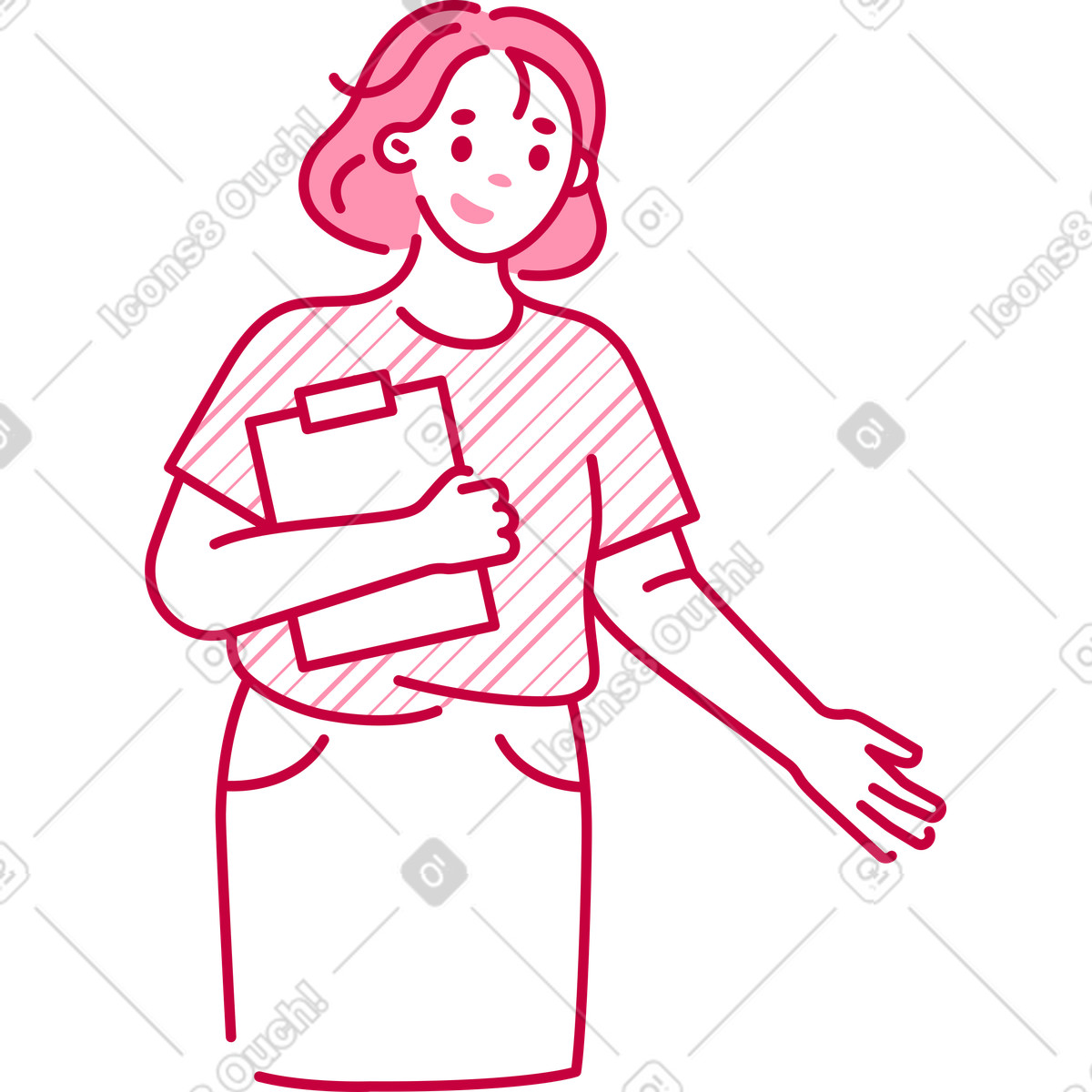 Woman holding a folder illustration in Natty style download in PNG, SVG