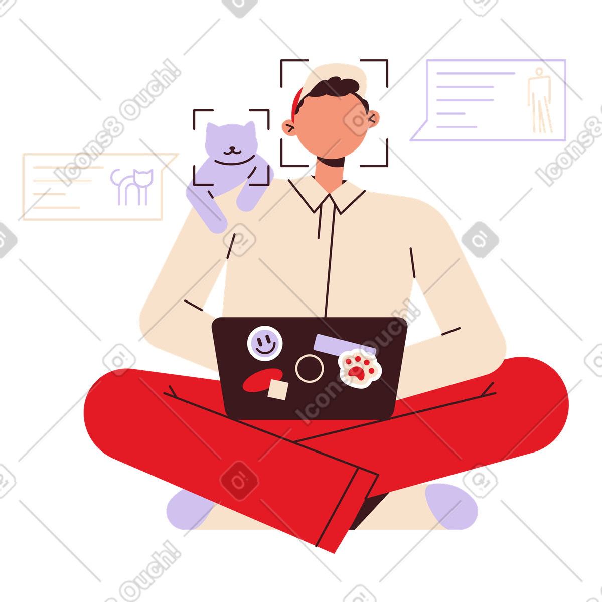 Иллюстрация Идентификатор лица с обнаружением человека ai в стиле Folks — скачать в форматах PNG, SVG