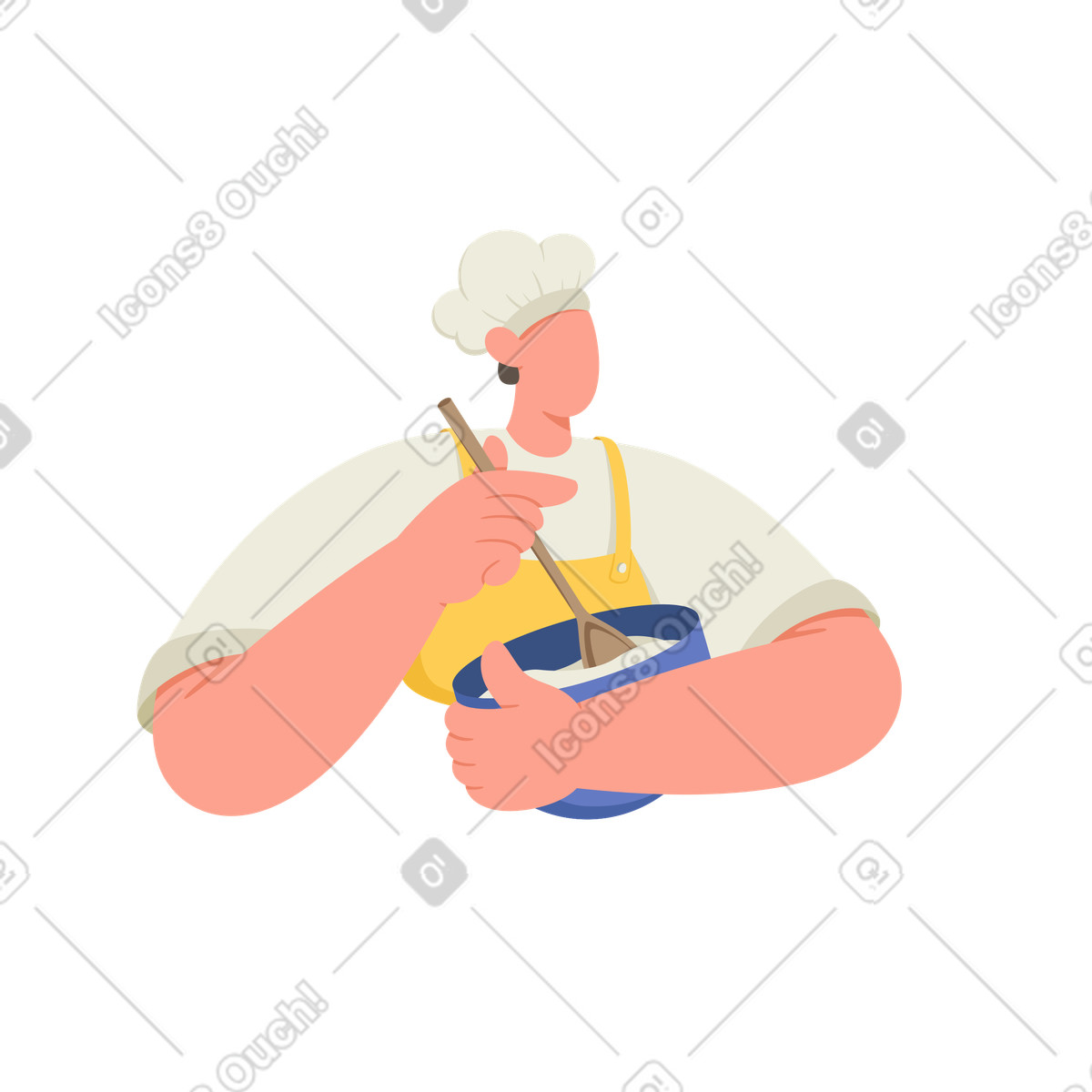 Social スタイルの ボウルで混ぜながら調理します のイラストをPNG、SVG形式でダウンロード
