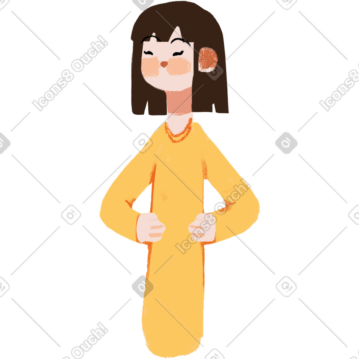 Ilustração de The girl has her hands at waist em no estilo Ikigai para baixar em PNG, SVG