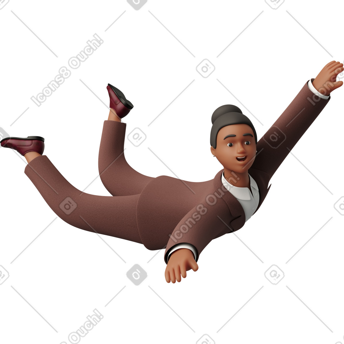 Flying businesswoman illustration in 3D Business style download in PNG, SVG