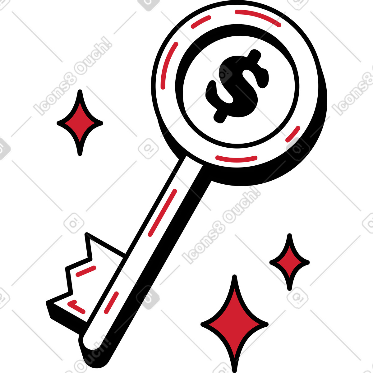 Dollar key illustration in PNG, SVG