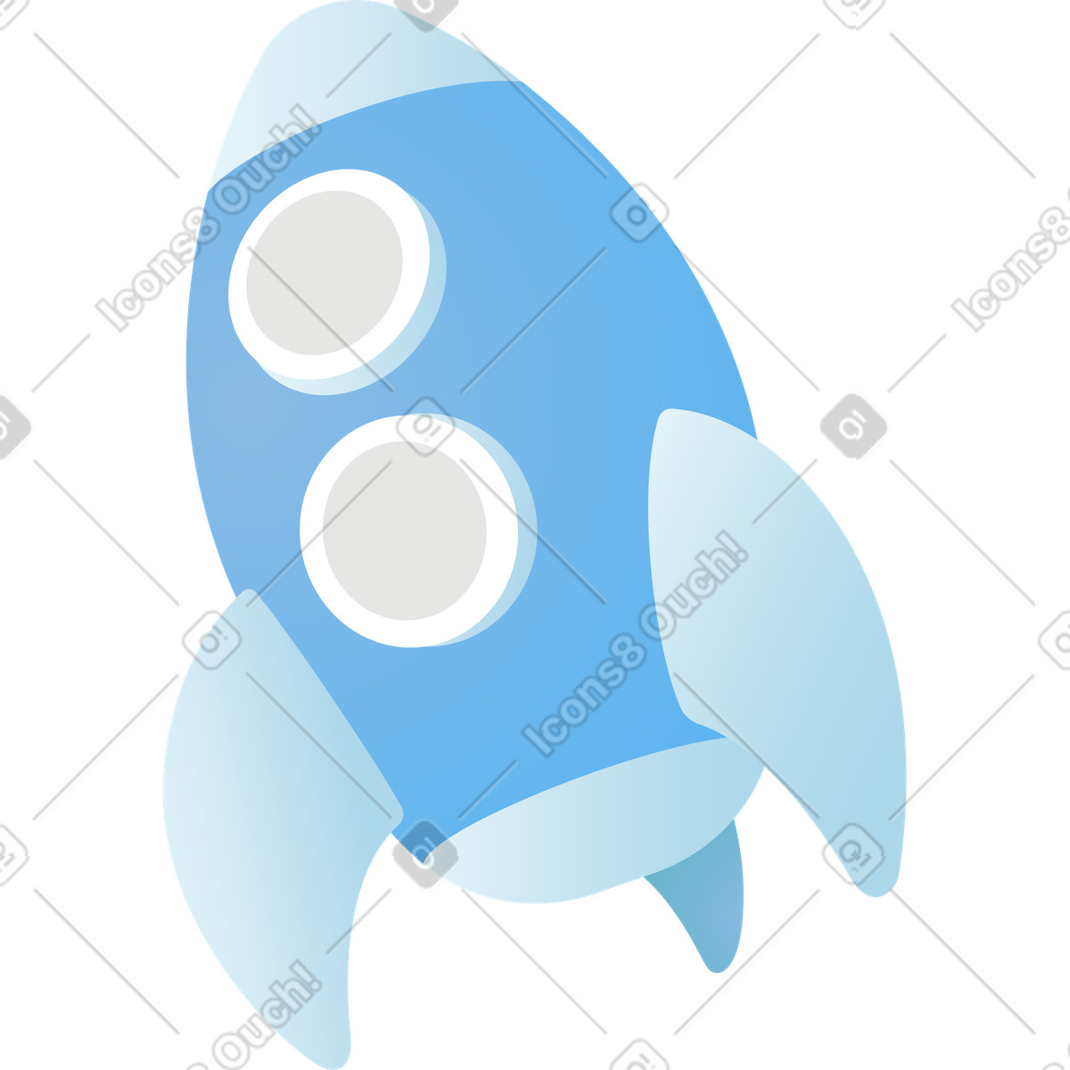Blue rocket illustration in Airy style download in PNG, SVG
