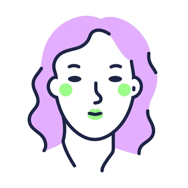 A face is depicted in a frontal view, with features softly blurred to create an ethereal appearance. The eyes are slightly closed, suggesting a serene expression. The outline of the face is smooth and rounded, with minimal detail on the nose and mouth, which are gently suggested rather than defined. The hair flows around the face in soft waves, providing a frame. Subtle highlights and shadows give a sense of depth, while the overall composition maintains a delicate and airy quality.