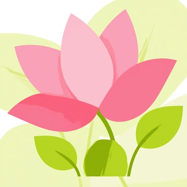 A pink lotus flower with wide, rounded petals is situated in the center of the image. Each petal has a smooth texture and is slightly curved at the edges. Raindrops rest delicately on the surface of the petals, reflecting light and adding a glistening effect. The flower is surrounded by lush green leaves that have a glossy appearance, with a few drops of water also visible on them. The background consists of soft, blurred greenery, enhancing the focus on the lotus flower and the raindrops.