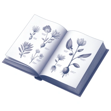 An illustrated botanical book opened to pages showing detailed drawings of medicinal plants.