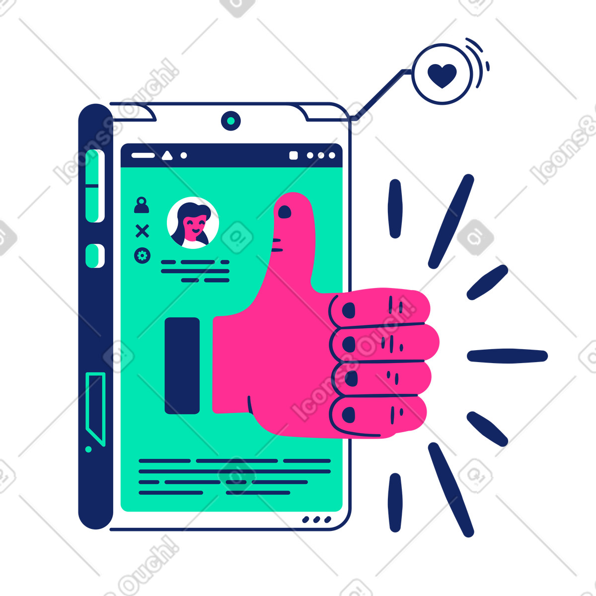 Get a Like illustration in Cyborg style download in PNG, SVG
