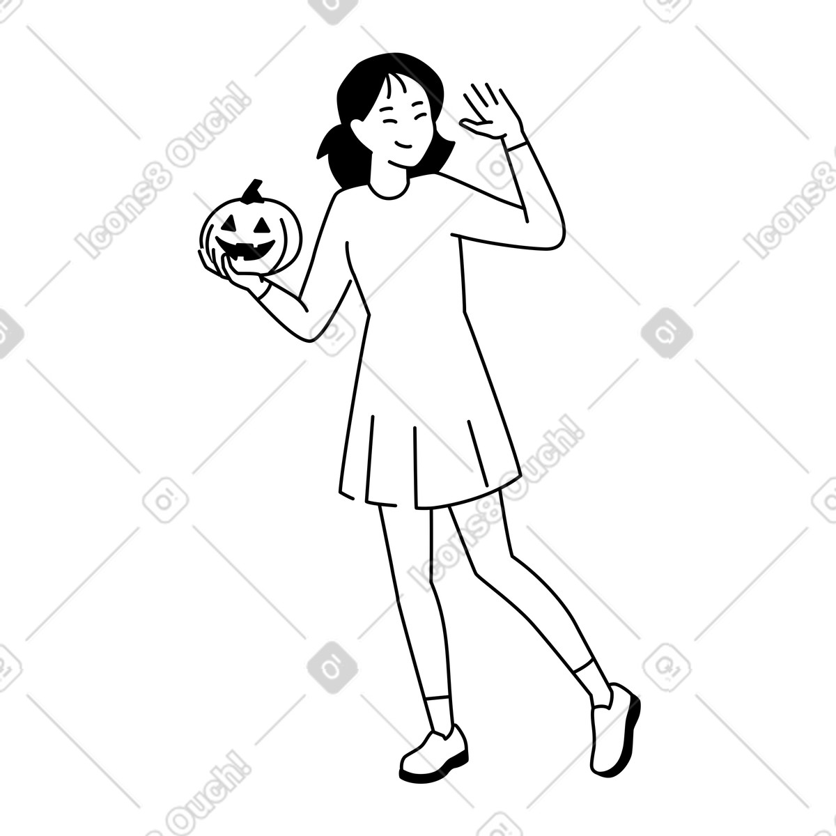 Иллюстрация Greeting with carved pumpkin, Halloween party invitation в стиле Weekday — скачать в форматах PNG, SVG