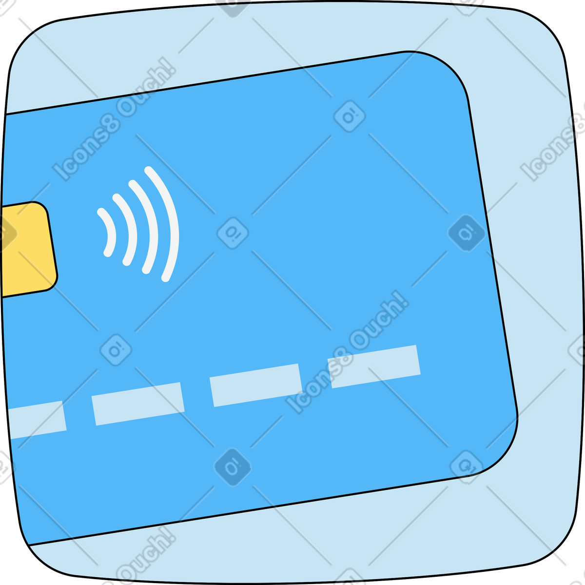Blue credit card icon illustration in Kindy style download in PNG, SVG