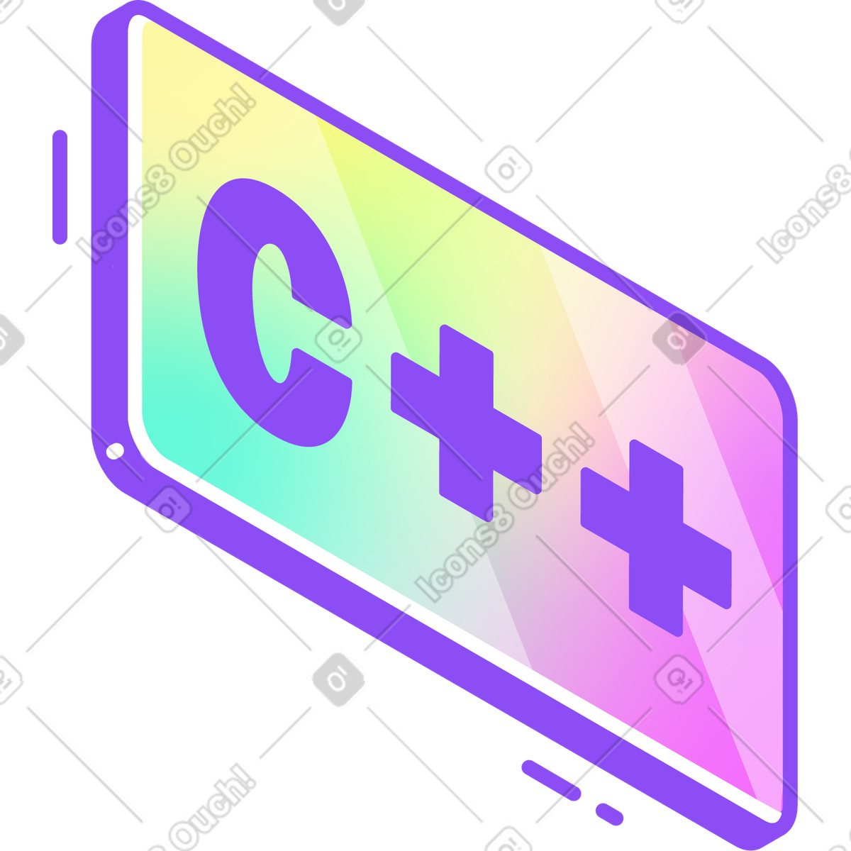 Lettering c++ in plate text illustrazione stile Holographic scarica PNG, SVG