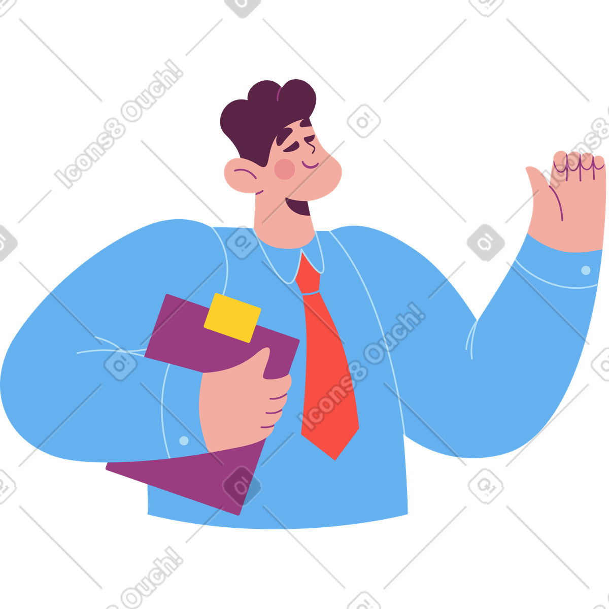 Sammy スタイルの タブレットを持った事務服の男性 のイラストをPNG、SVG形式でダウンロード