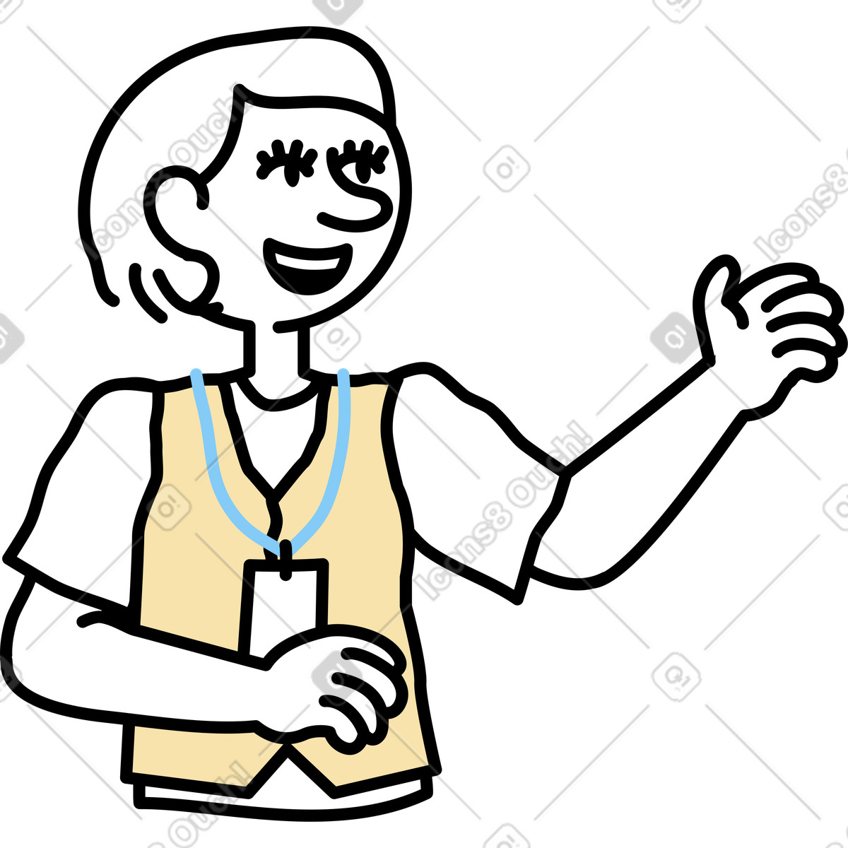 Female office worker illustration in Notes style download in PNG, SVG