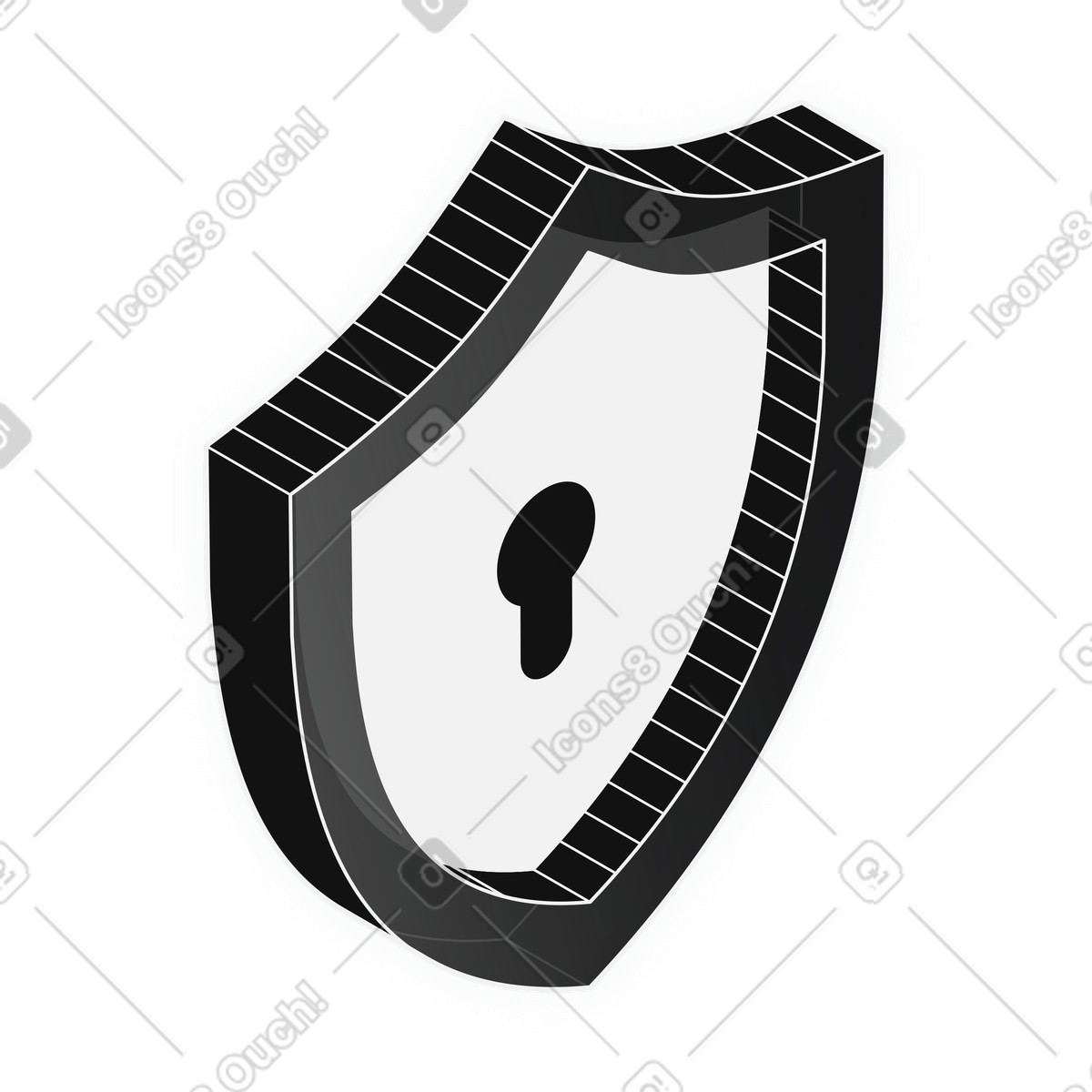 Shield with keyhole icon, cybersecurity and privacy protection illustration in Inverse style download in PNG, SVG