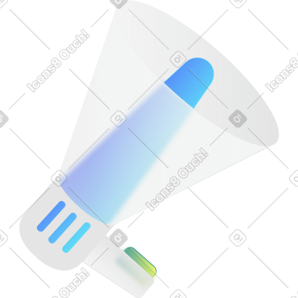 Ilustração de Megafone vidro translúcido morfismo em no estilo Morphis para baixar em PNG, SVG