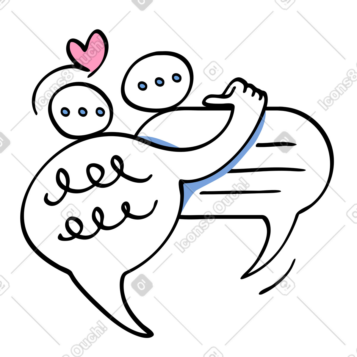 Comic スタイルの Social media contacts with chat bubbles のイラストをPNG、SVG形式でダウンロード