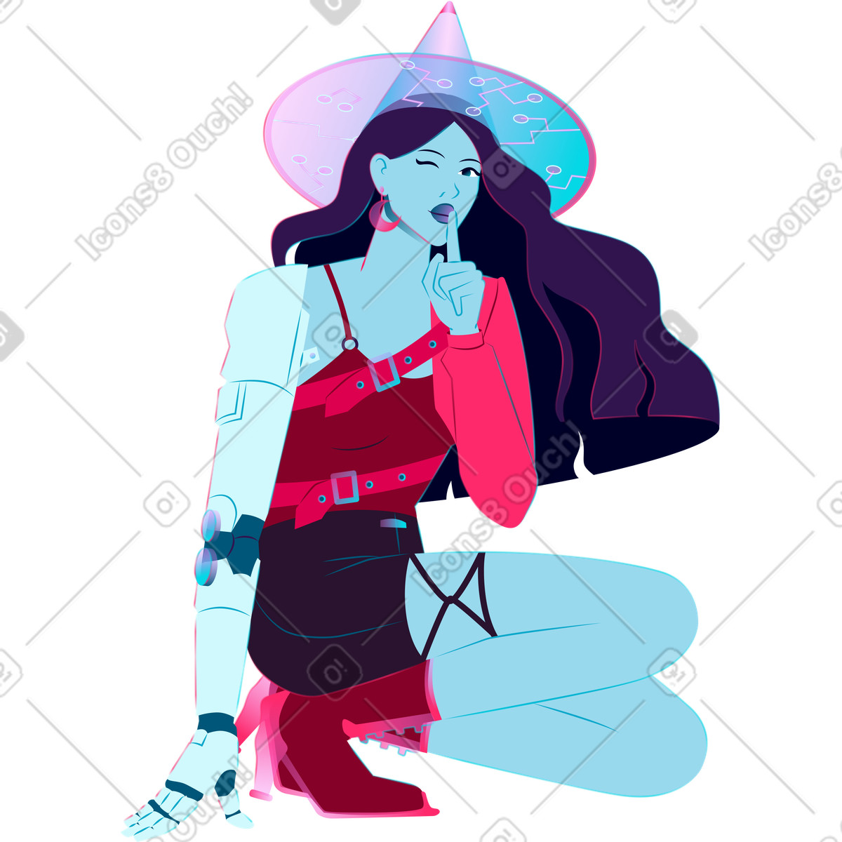 下载 Neon 风格的 巫婆 插画，支持 PNG、SVG 格式