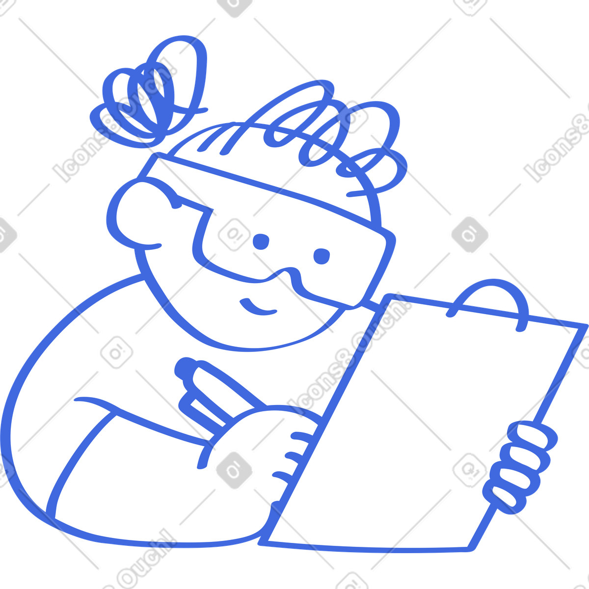 Ilustração de Scientist wearing safety goggles holding clipboard and pen while smiling em no estilo Ballpoint para baixar em PNG, SVG