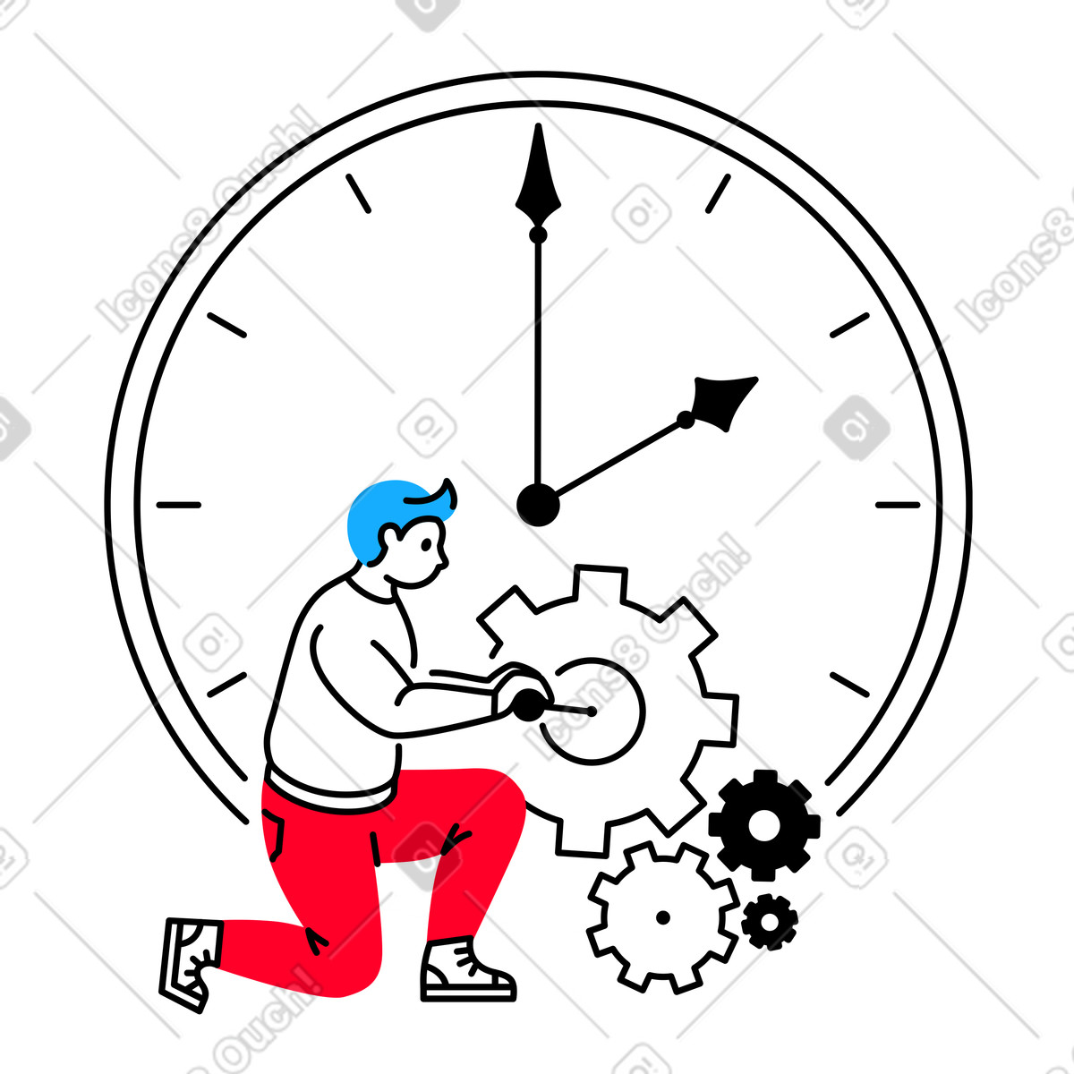 L'uomo che carica l'orologio illustration in PNG, SVG