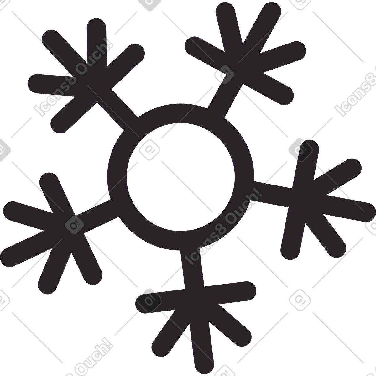 Schwarze schneeflocke-Illustration im Eastwood-Stil als Download in PNG, SVG