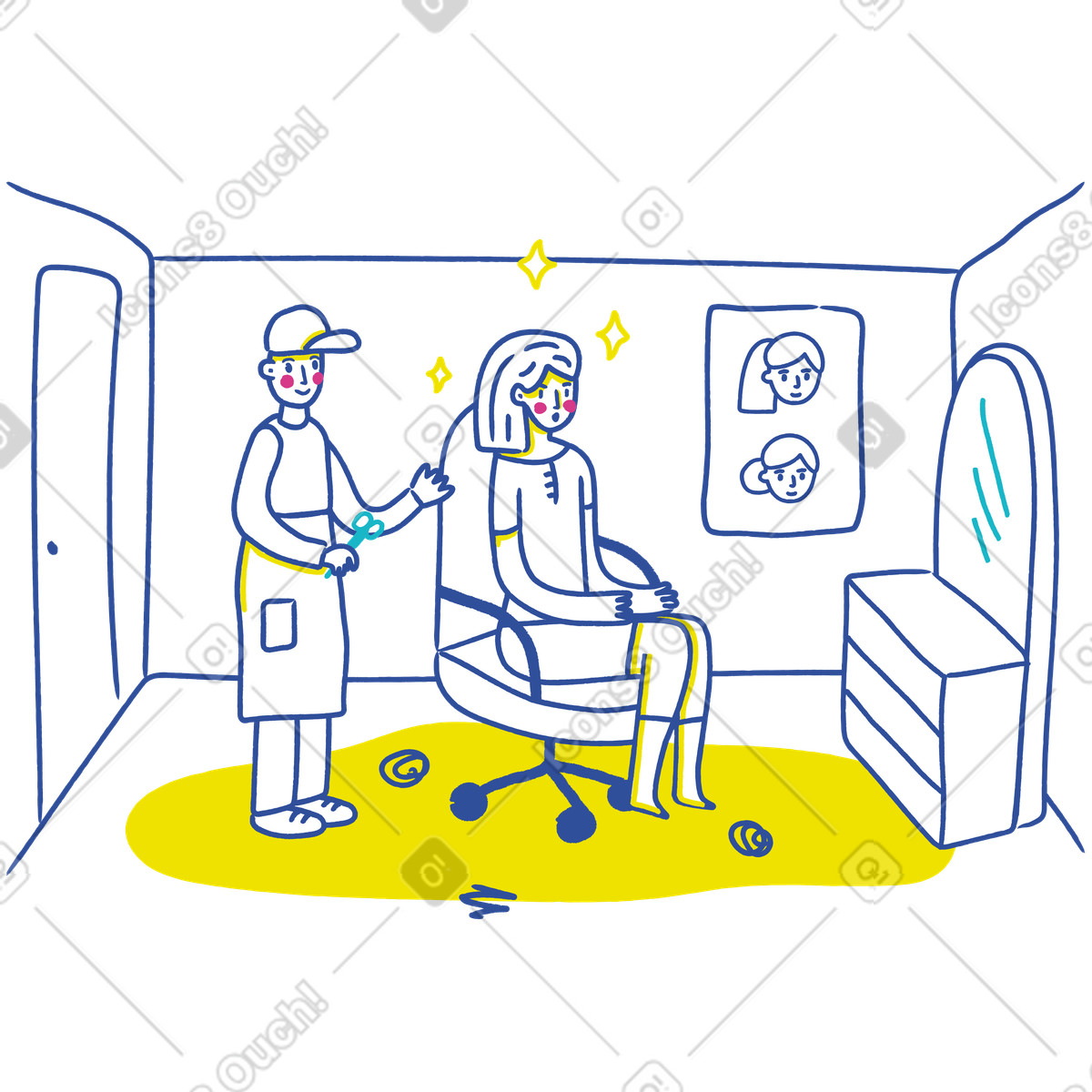 Nuova acconciatura femminile illustrazione in stile Lime scarica in PNG, SVG