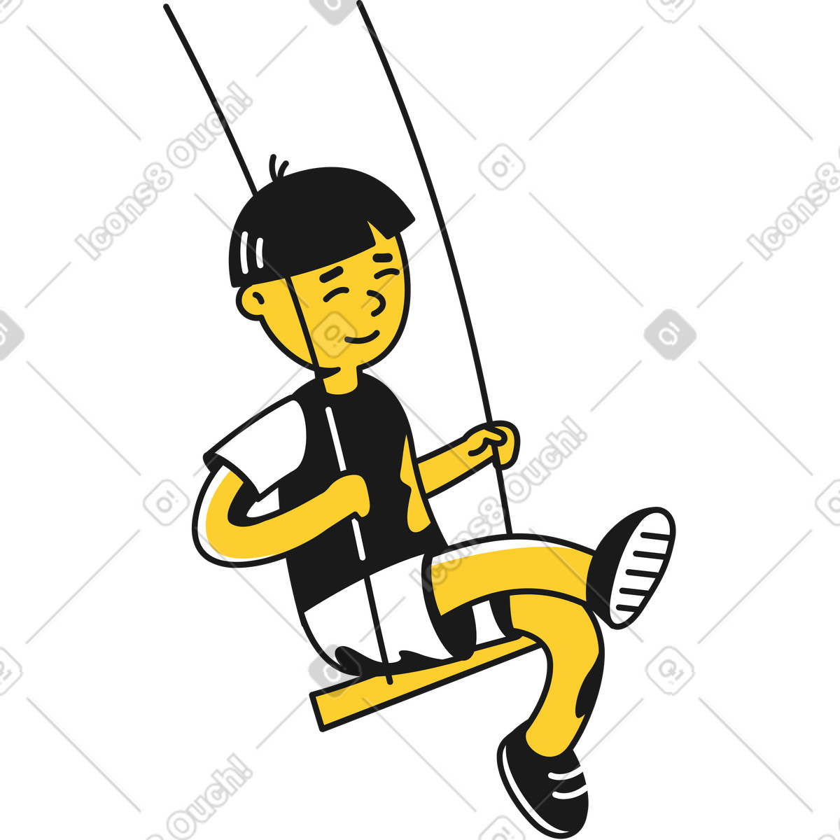 Taxi 스타일의 그네에 아이 일러스트레이션 PNG, SVG 다운로드