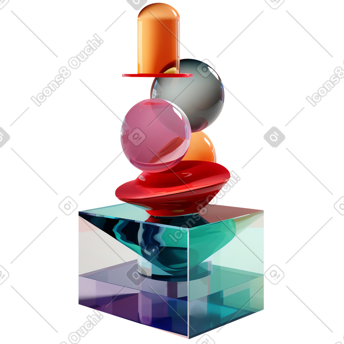 Ilustração de Pilha diferentes formas coloridas em no estilo 3D Construction para baixar em PNG, SVG