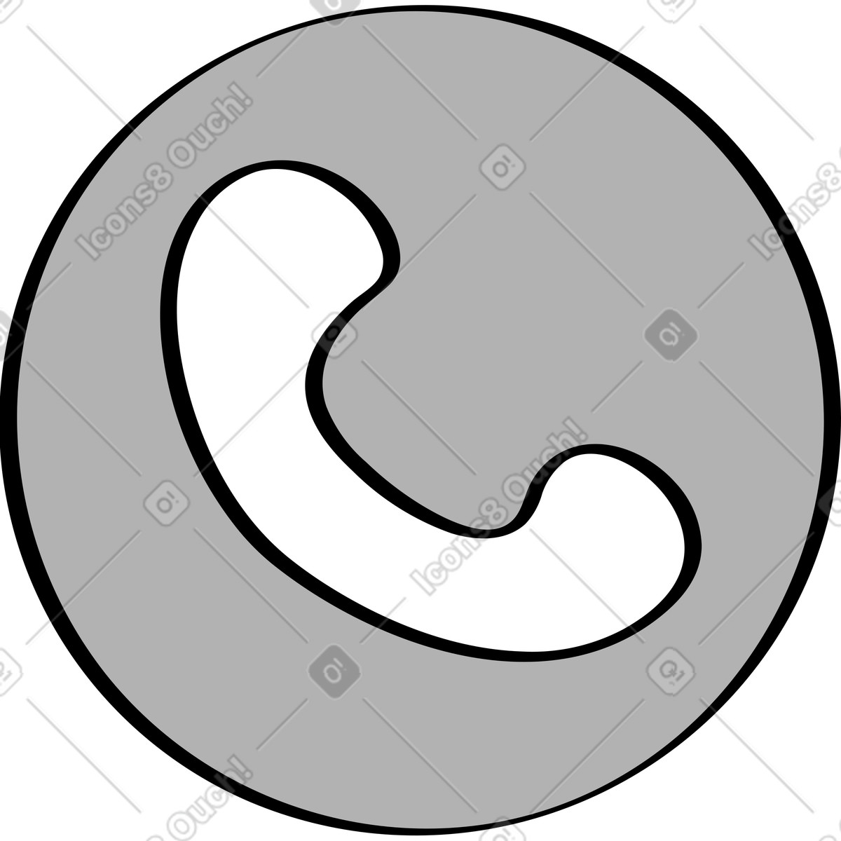 Looney 스타일의 회색 통화 버튼 일러스트레이션 PNG, SVG 다운로드
