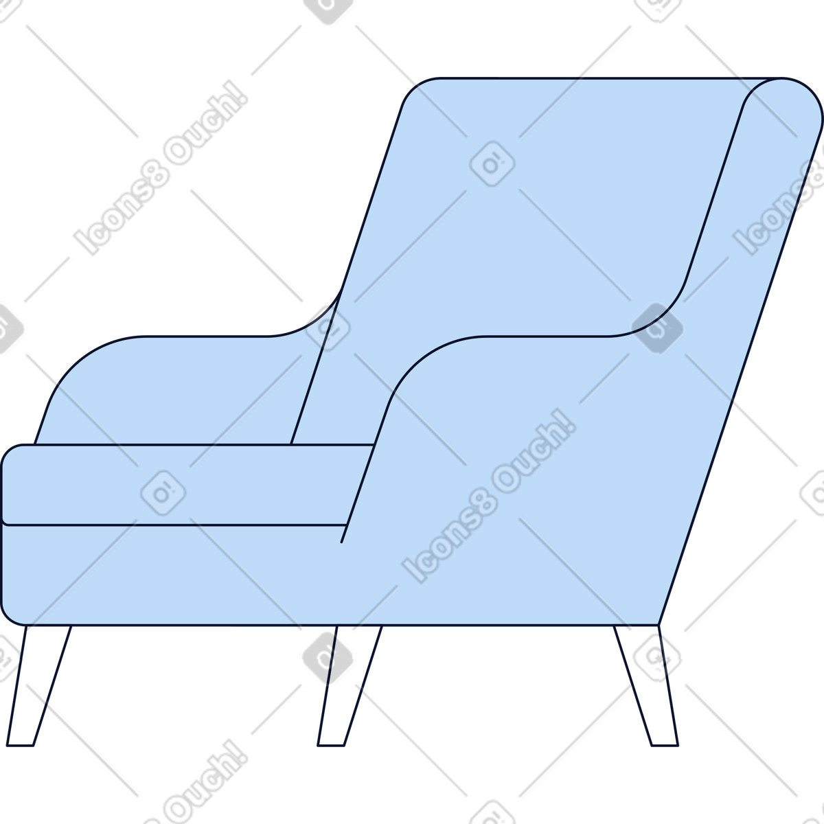 Armchair illustration in Flexy style download in PNG, SVG