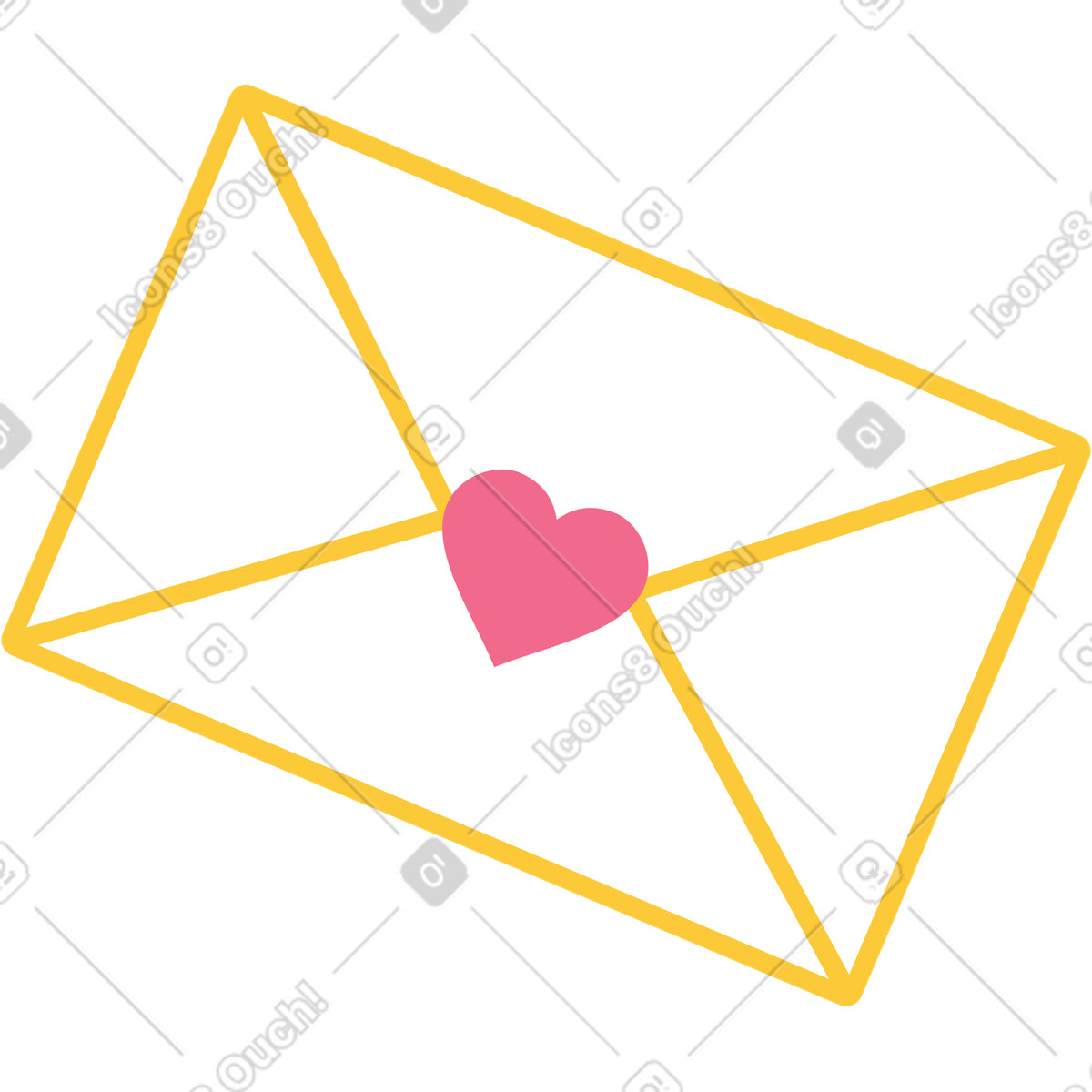 Umschlag mit herz-Illustration im Juicy-Stil als Download in PNG, SVG