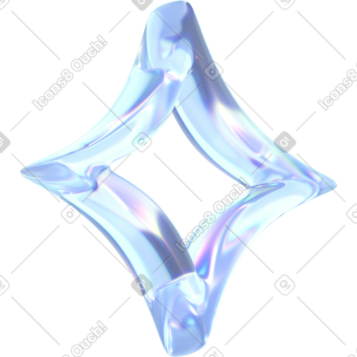 Dreidimensionale schillernde raute animierte Illustration im 3D Glassy-Stil als Download in GIF, Lottie (JSON), AE