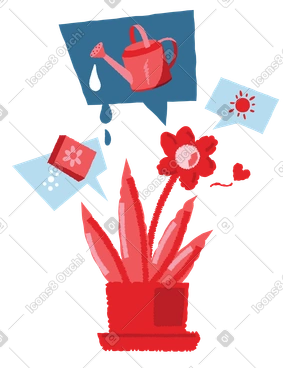 Taking care of a house plant PNG, SVG