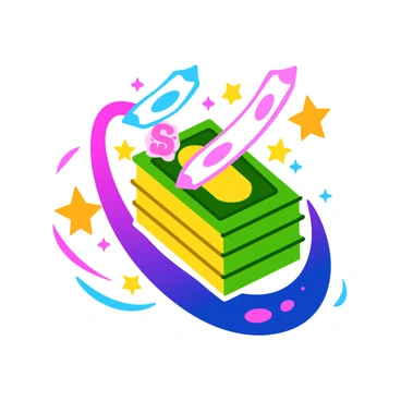 A stack of colorful bills is caught in a vibrant magical swirl, each bill transitioning into shiny cashback vouchers. The bills and vouchers are depicted with bold colors and playful designs, illustrating the transformation. The magical swirl is a blend of sparkling particles and soft, flowing lines, adding a sense of movement. The scene is set against a bright background, accentuating the dynamic interplay between the currency and the cashback vouchers. The entire composition exudes a sense of excitement and wonder.