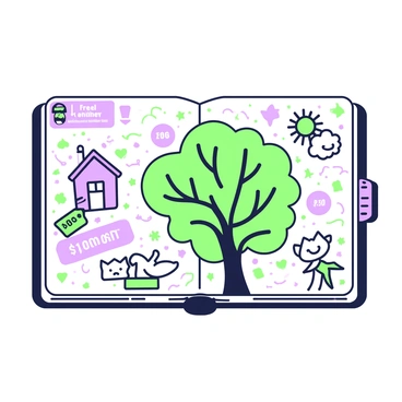 A doodle-filled notebook page featuring different estimated prices for its illustrations